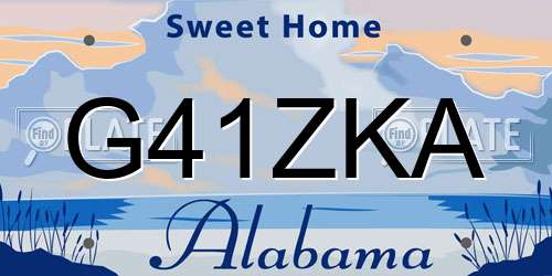G41ZKA Alabama License Plate