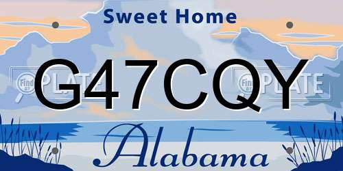 G47CQY Alabama License Plate