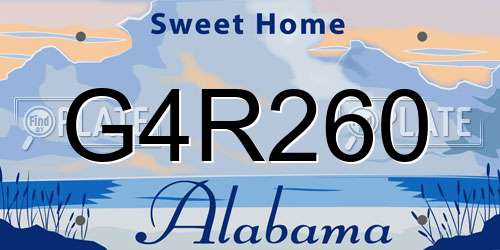 G4R260 Alabama License Plate