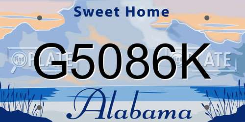 G5086K Alabama License Plate