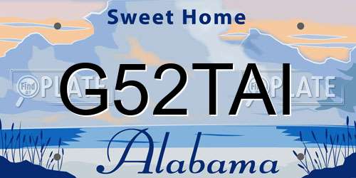 G52TAI Alabama License Plate