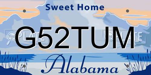 G52TUM Alabama License Plate