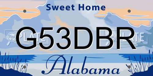 G53DBR Alabama License Plate