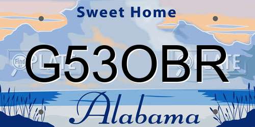 G53OBR Alabama License Plate