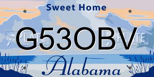 G53OBV Alabama License Plate