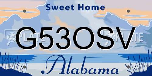 G53OSV Alabama License Plate