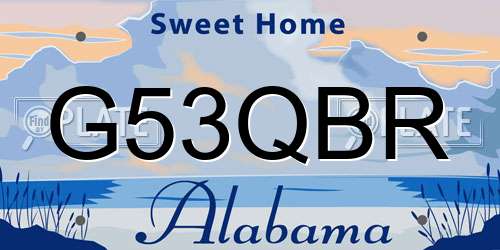 G53QBR Alabama License Plate