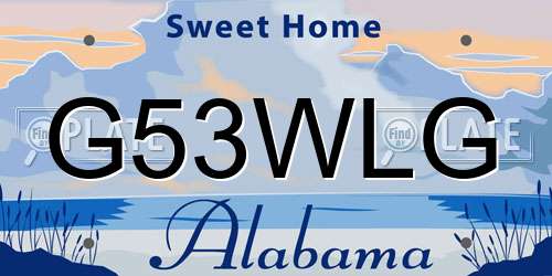 G53WLG Alabama License Plate