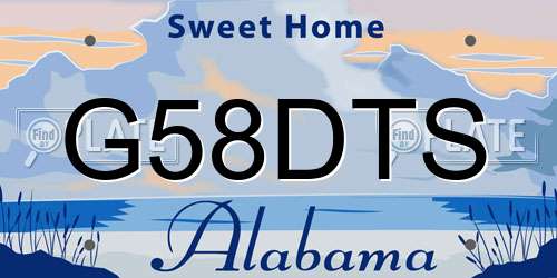 G58DTS Alabama License Plate