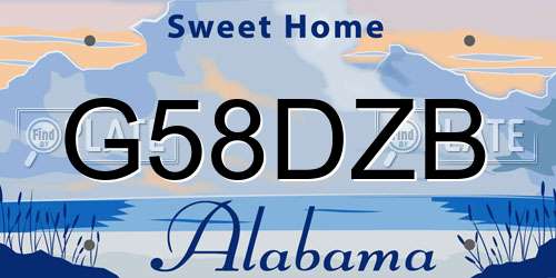 G58DZB Alabama License Plate