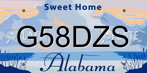 G58DZS Alabama License Plate