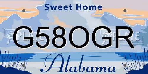 G58OGR Alabama License Plate