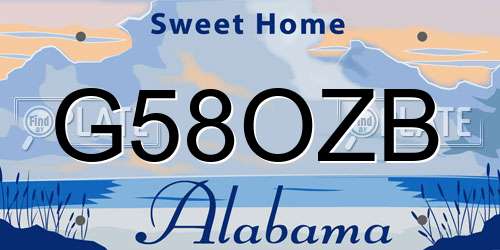 G58OZB Alabama License Plate