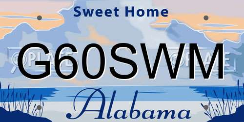 G60SWM Alabama License Plate