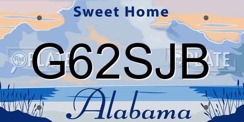 G62SJB Alabama License Plate
