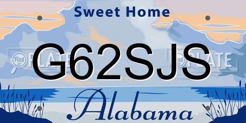 G62SJS Alabama License Plate