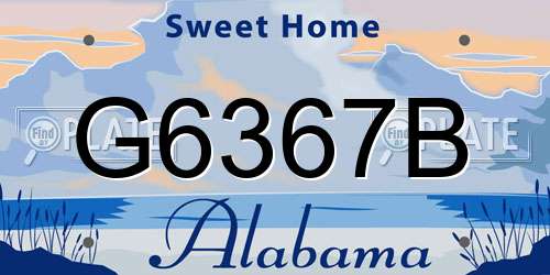 G6367B Alabama License Plate