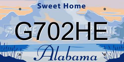 G702HE Alabama License Plate