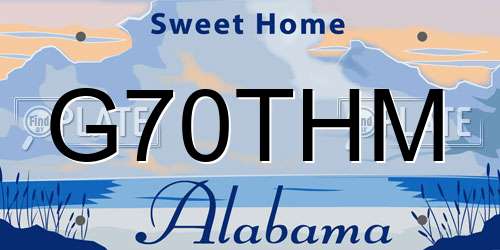G70THM Alabama License Plate