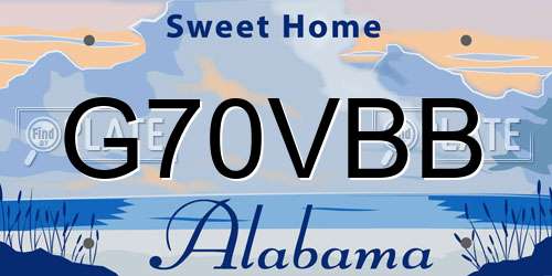G70VBB Alabama License Plate