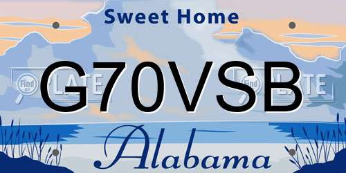 G70VSB Alabama License Plate