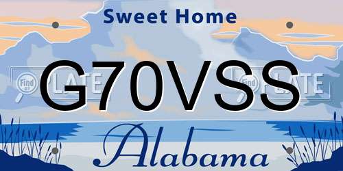G70VSS Alabama License Plate
