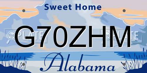 G70ZHM Alabama License Plate