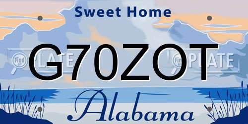 G70ZOT Alabama License Plate