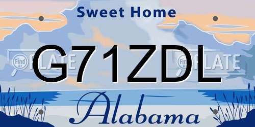 G71ZDL Alabama License Plate