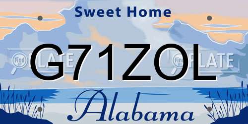 G71ZOL Alabama License Plate