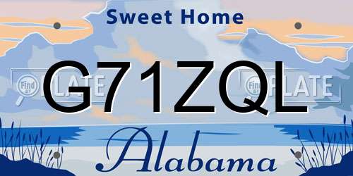 G71ZQL Alabama License Plate