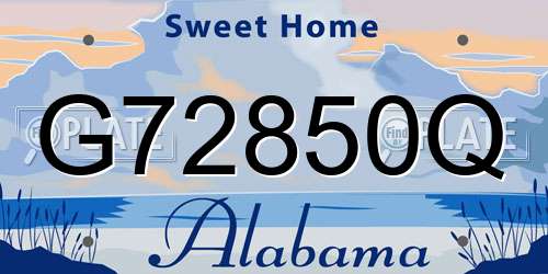 G72850Q Alabama License Plate