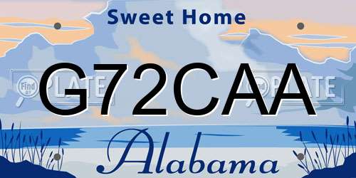G72CAA Alabama License Plate