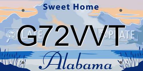 G72VVT Alabama License Plate