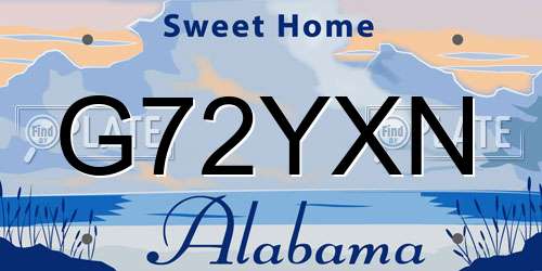 G72YXN Alabama License Plate