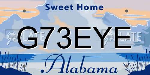 G73EYE Alabama License Plate