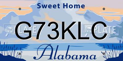 G73KLC Alabama License Plate