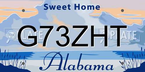 G73ZHT Alabama License Plate