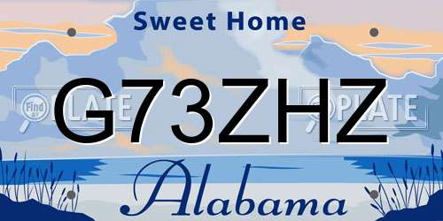 G73ZHZ Alabama License Plate
