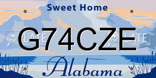 G74CZE Alabama License Plate