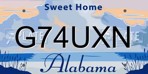 G74UXN Alabama License Plate