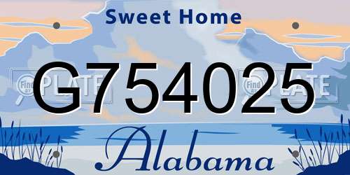 G754025 Alabama License Plate