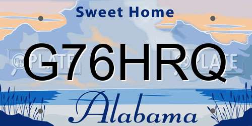 G76HRQ Alabama License Plate