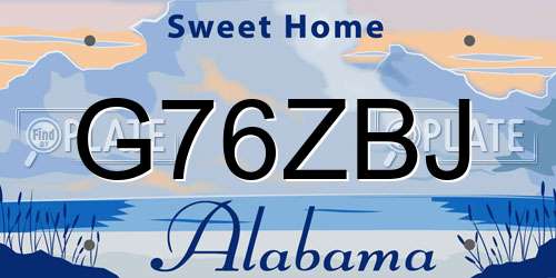 G76ZBJ Alabama License Plate