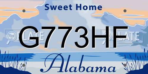 G773HF Alabama License Plate