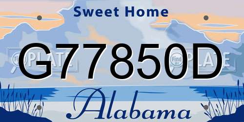 G77850D Alabama License Plate