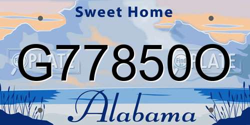 G77850O Alabama License Plate