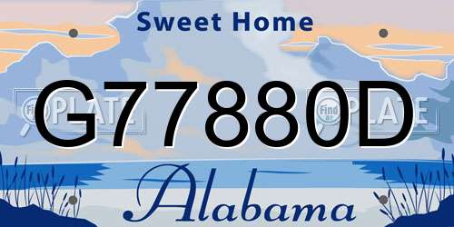 G77880D Alabama License Plate
