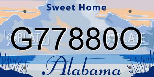G77880O Alabama License Plate