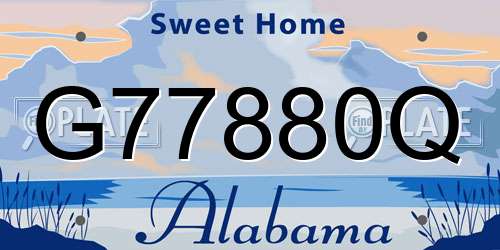 G77880Q Alabama License Plate
